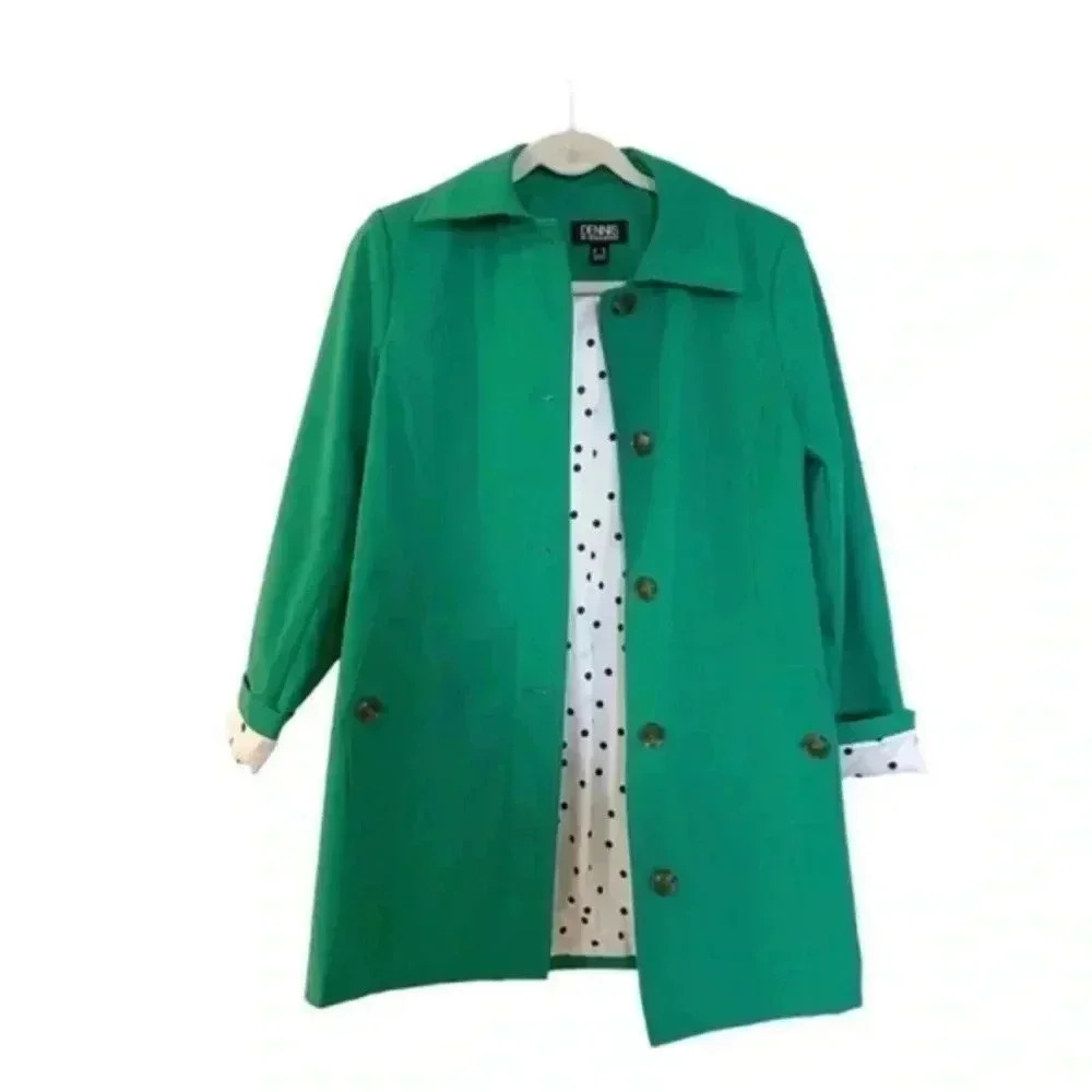 Dennis Basso Water Resistant Button Front Kelly green Jacket small - Picture 5 of 12